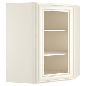 Cameo White Plywood Wall Diagonal Shaker Style Stock Corner Kitchen Cabinet (24 in. x 36 in. x 24 in.）