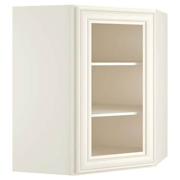 HOMEIBRO Cameo White Plywood Wall Diagonal Shaker Style Stock Corner Kitchen Cabinet (24 in. x 36 in. x 24 in.）