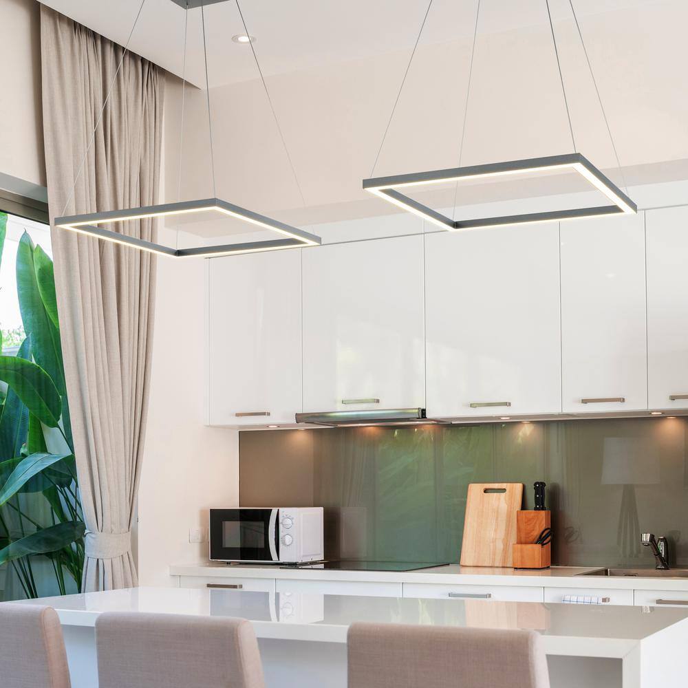 White Crystal 20-Inch Modern Square LED Chandelier