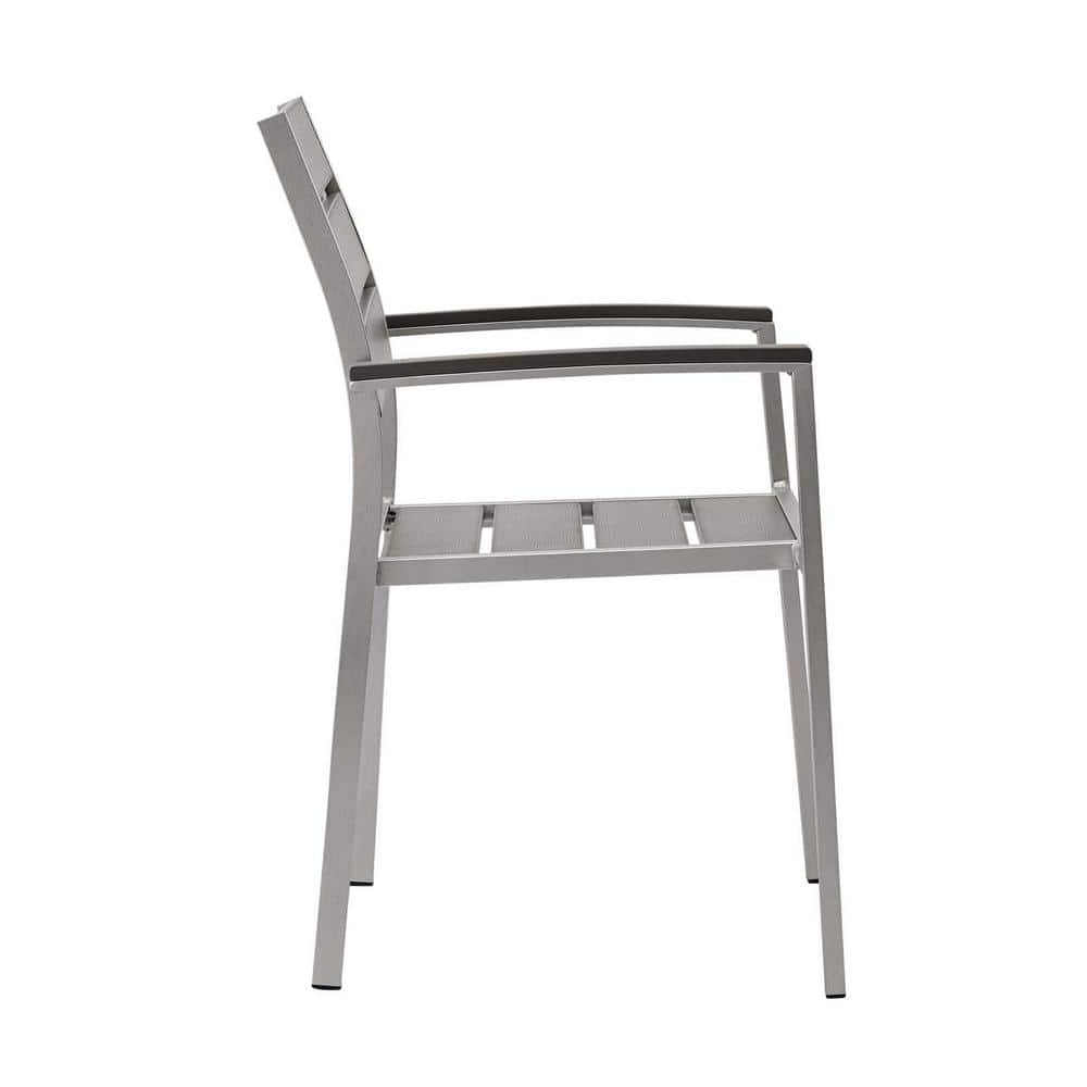 Shore 34.5" Silver and Gray Aluminum Patio Dining Chair