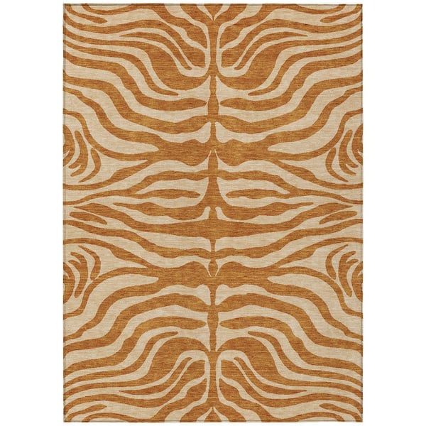 Chantille Machine Washable Indoor/Outdoor Abstract ACN1042 Paprika 3 ft. x 5 ft. Area Rug