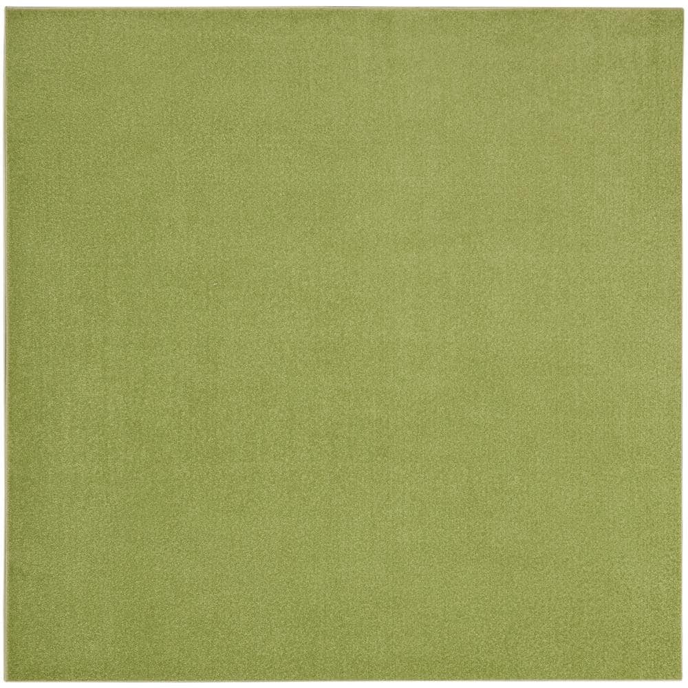 Mossy Green Square 7' Synthetic Flat-Woven Indoor/Outdoor Rug