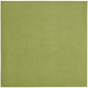 Essentials 7 ft. x 7 ft. Green Square Solid Contemporary Indoor/Outdoor Patio Area Rug