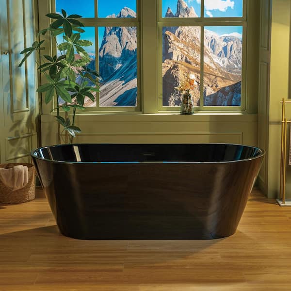 WOODBRIDGE 67 in. x 31.5 in. Soaking Bathtub with Center Drain in Black with Matte Black Trim