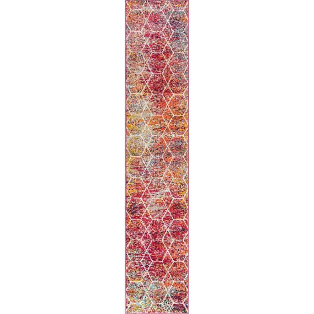 Trellis Frieze Collection Area Rug - Geometric (2 ft.  x 10 ft. Runner Multi/Ivory) price history on PriceWatchPro