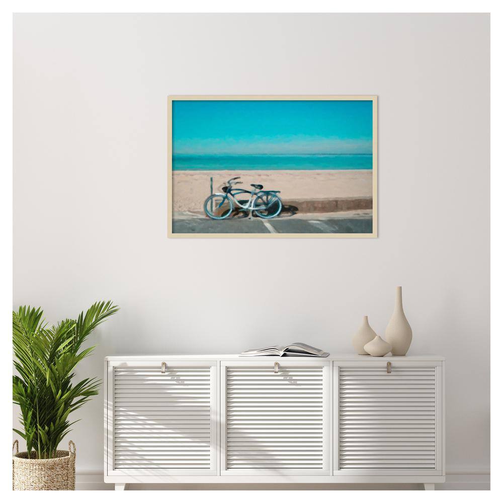 Bike to the Beach Svelte Natural Framed Scenic Landscape Print