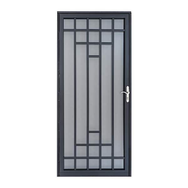 Grisham Nuevo 32 in. x 80 in. Universal/Reversible Hinging Steel Black ...