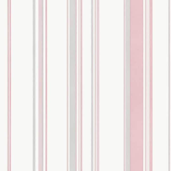Unbranded Smart Stripes 3 Pink/Grey/White Casual Stripe Matte Finish Non-Pasted Vinyl on Non-Woven Wallpaper Sample