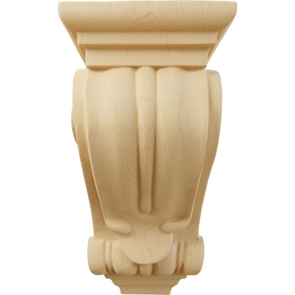 Hand-Carved Alder Wood Classical Corbel, 18" Height