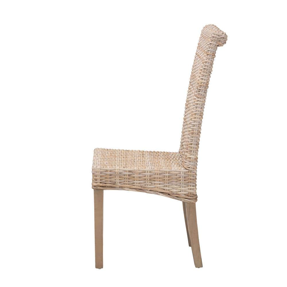 Santiago High Back Gray Cane and Wood Side Chair