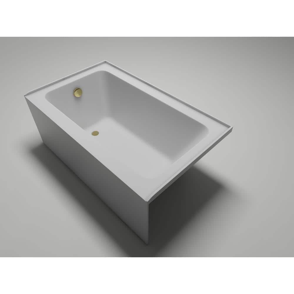White Acrylic Alcove Skirt Bathtub with Left Drain, 54" x 32"