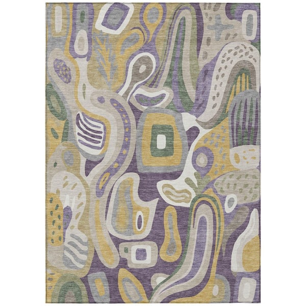 Chantille Machine Washable Indoor/Outdoor Abstract ACN2488 Plum 8 ft. x 10 ft. Area Rug