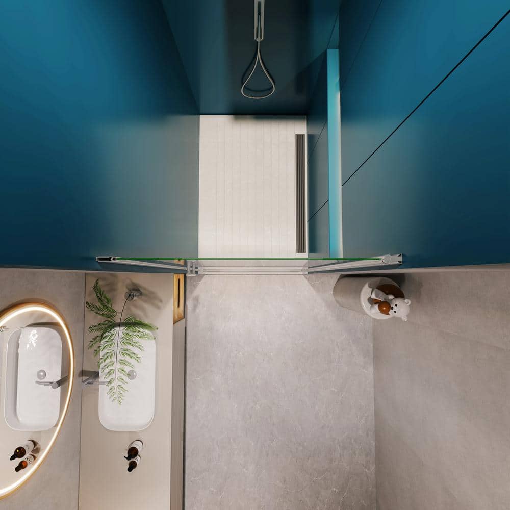 28" x 72" Chrome Frameless Pivot Shower Door with Clear Glass