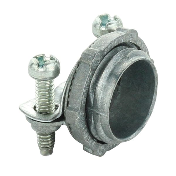 Commercial Electric 3/8 in. (1/2 in. Knockout) Flexible Metal Conduit (FMC) Clamp Connector (5-Pack)