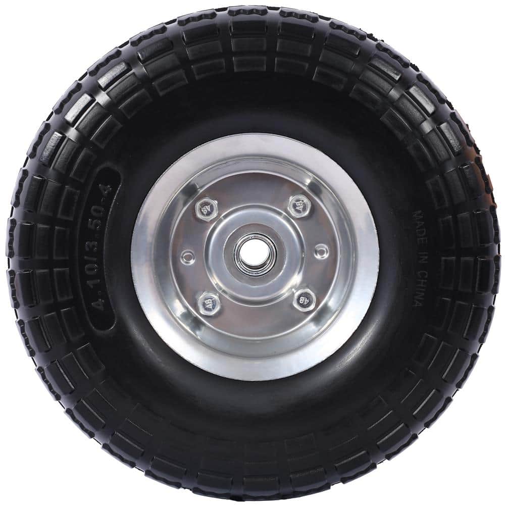 10 in. Diameter Tire in Black with Silver Rim and Heavy-duty Flat Free PU Foam price history on PriceWatchPro