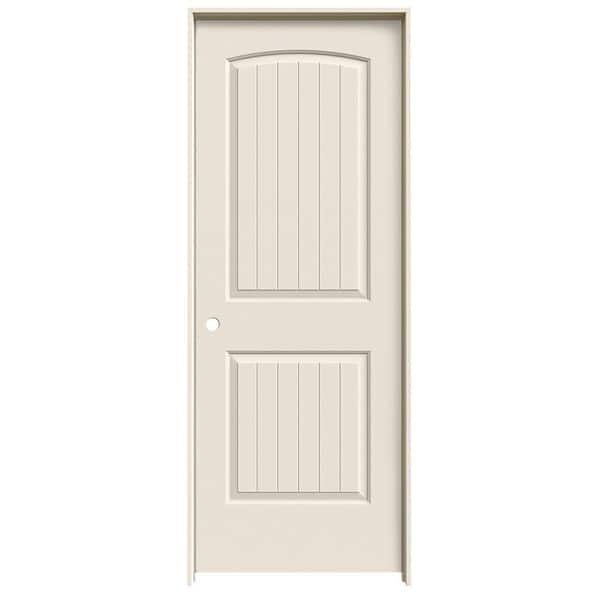 JELD-WEN 30 in. x 80 in. 2 Panel Santa Fe Primed Right-Hand Smooth Solid Core Molded Composite MDF Single Prehung Interior Door