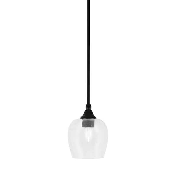 Unbranded Sparta 100-Watt 1-Light Matte Black Shaded Pendant Light Mini Pendant with Clear Bubble Glass, No Bulb included
