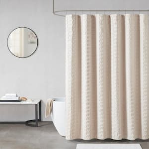 Quade Sand 72 in. Woven Clipped Solid Shower Curtain