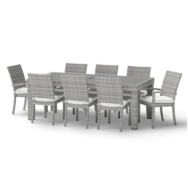 RST BRANDS Cannes 9-Piece Wicker Outdoor Dining Set with Sunbrella Bliss Linen Cushions