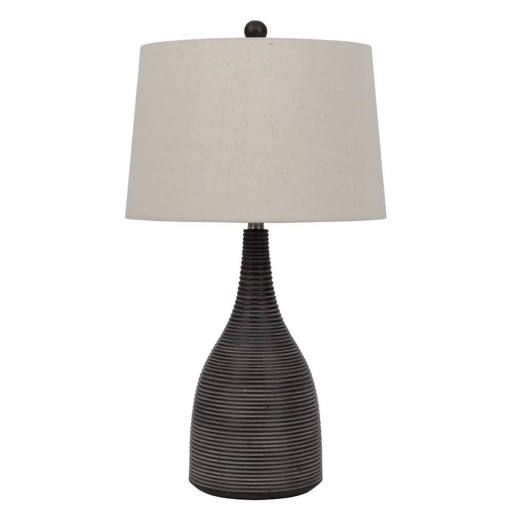 HomeRoots 29 in. Black Ceramic Table Lamp with Beige Empire Shade ...