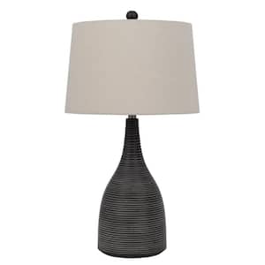 29 in. Black Ceramic Table Lamp with Beige Empire Shade