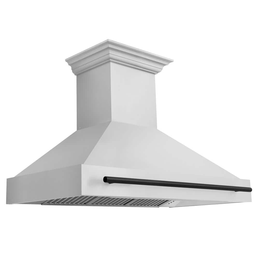 Autograph Edition 48 in. 700 CFM Ducted Vent Wall Mount Range Hood with Black Matte Handle in Stainless Steel