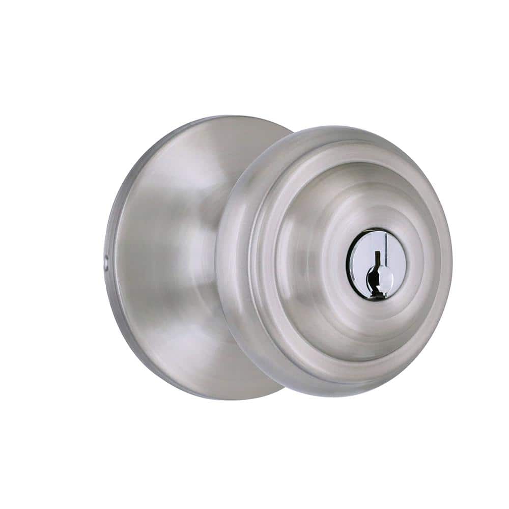 Mulholland Satin Nickel Keyed Entry Door Knob Featuring Dual Keyway