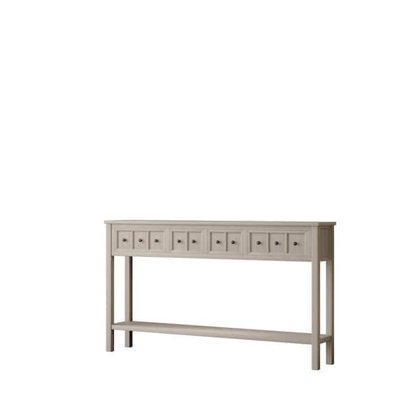 Donason 60 in. Gray Wash Standard Rectangle Wood Console Table