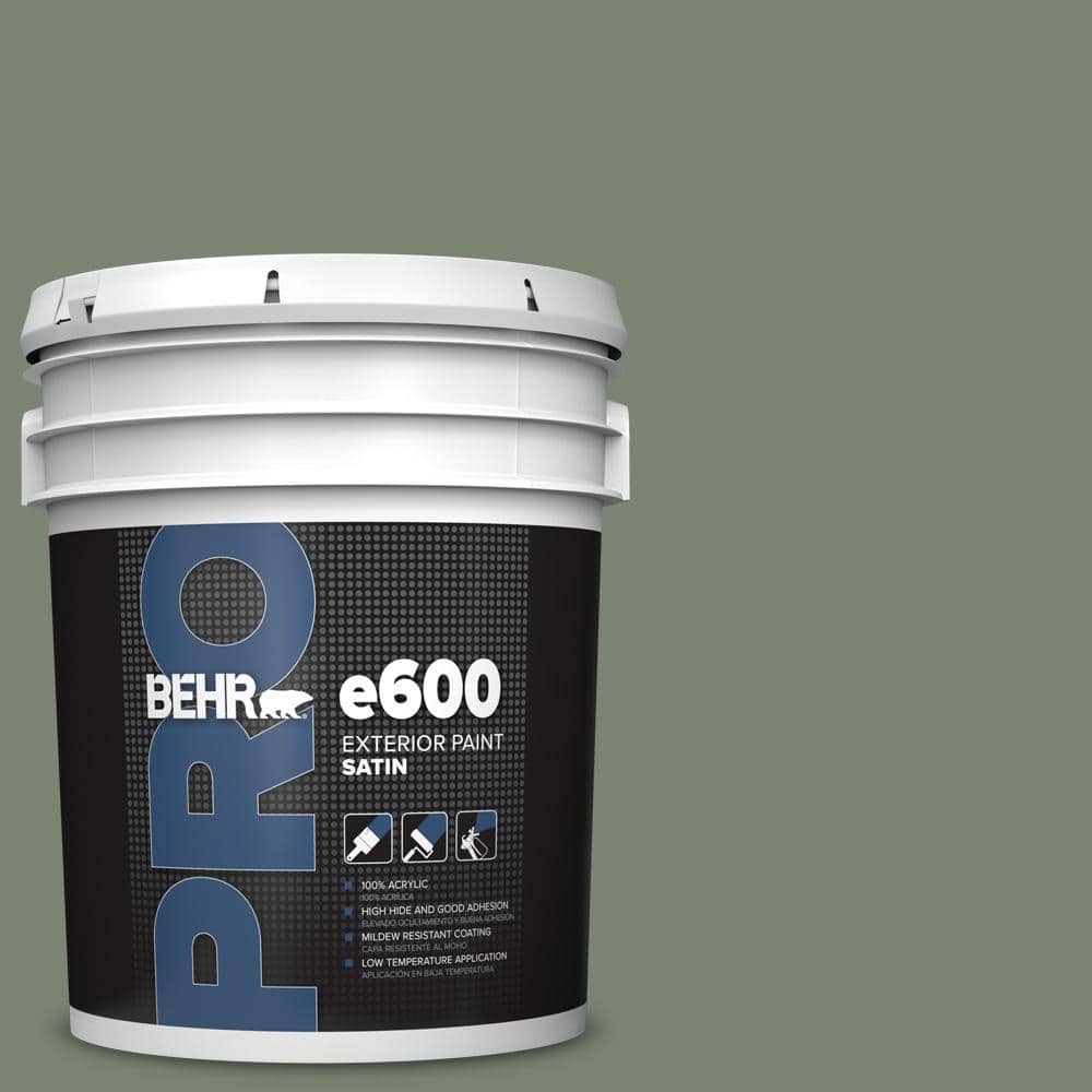BEHR PRO 5 gal. #ICC-77 Sage Green Satin Exterior Paint PR64305 - The ...