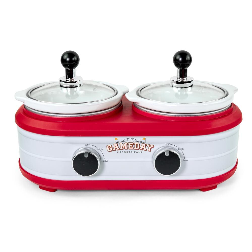 Nostalgia 1.25 Qt. 2-Section Slow Cooker in Red