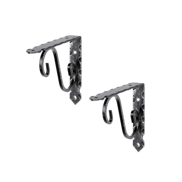 ORNAMENT 5.9 in. Wrought Iron Painted Steel Shelf Bracket Set of 2
