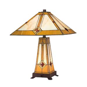 Tiffany Style Golden Mission 23 in. Bronze Lit Base Table Lamp