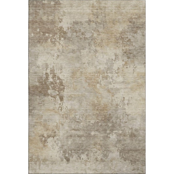 Mayfield Premium Machine Washable Abstract AMF2073 Tan 3 ft. x 4 ft. Area Rug