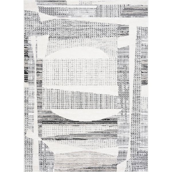 Tayse Rugs Alpha Gray 9 ft. x 12 ft. Abstract Indoor Area Rug
