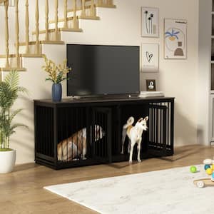 Furniture Style Dog Crate with Double Room, 73 Inch Wooden Dog Kennel with  Removable Divider, Dog House TV Entertaiment Center for Small Medium Large  X-Large Dogs (White with Drawer) – Built to