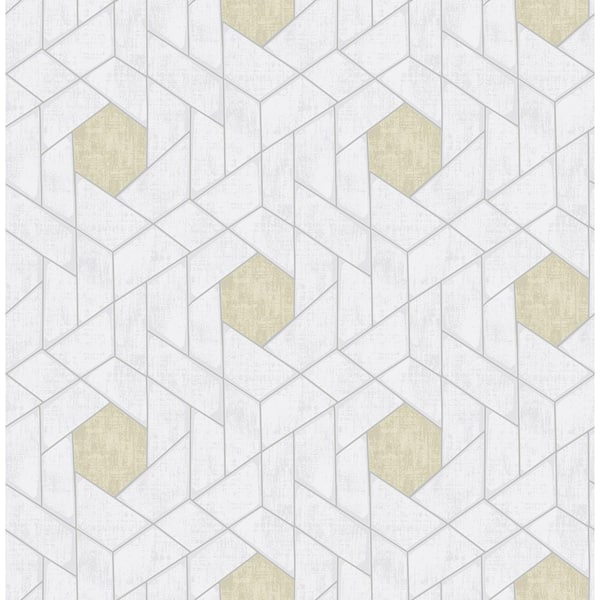 SCOTT LIVING Granada Silver Geometric Silver Wallpaper Sample