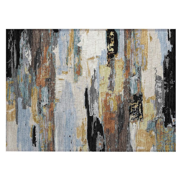 Addison Rugs Chantille Machine Washable Indoor/Outdoor Abstract ACN2249 Black 1 ft. 8 in. x 2 ft. 6 in. Accent Rug