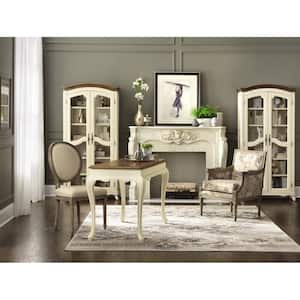 Provence Ivory Double Shelf bookcase with Ash Brown Top 72 in.