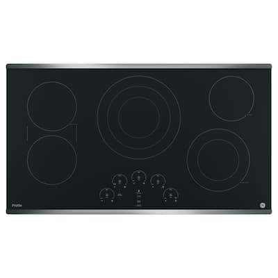 Profile 36 in. Radiant Electric Cooktop in Stainless Steel with 5 Elements including Tri-Ring