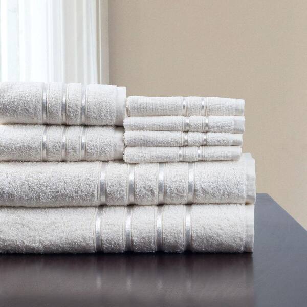 8pc Cotton Bath Towel Set White