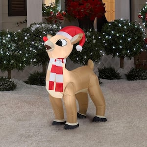 3.5 ft. LED Standing Rudolph with Santa Hat and Scarf Christmas Airblown® Inflatable