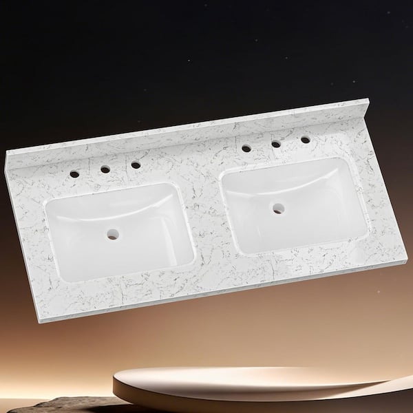 Zeafive CTK 36 in. W x 22 in. D Engineered Stone White Rectangular