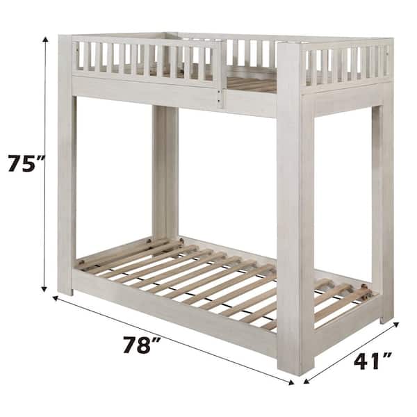 Acme Furniture Cedro Weathered White Twin Over Twin Bunk Bed