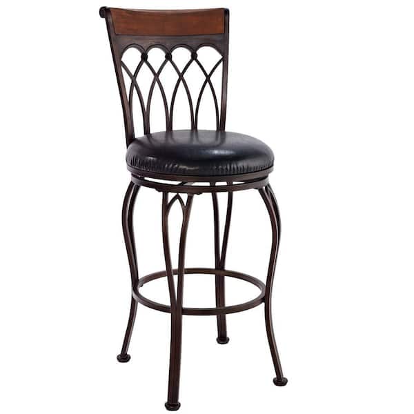 Boraam Vin 24 in. Brush Bronze Metal Swivel Stool
