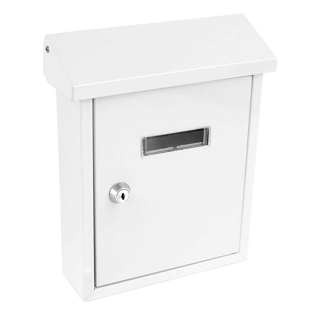 SereneLife SLMAB01 Indoor Outdoor Wall Mount Locking Mailbox with Window  White