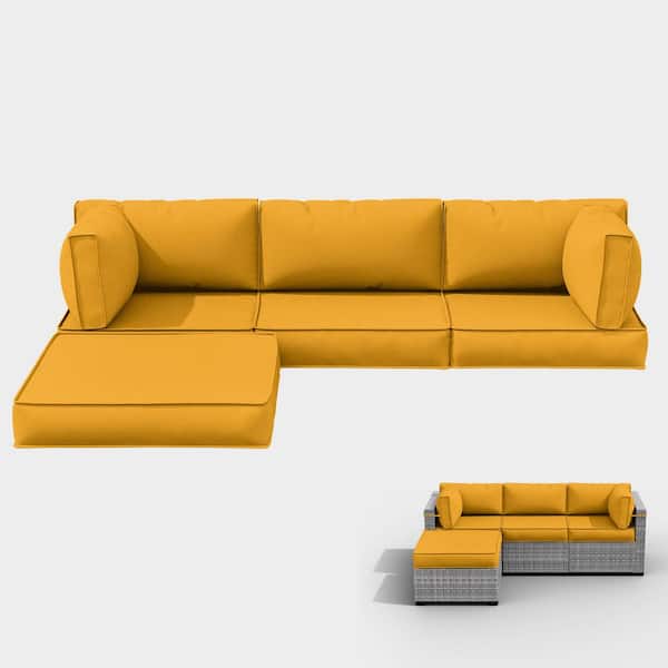 WNP 25.6 in. x 25.6 in. x 4 in. (9-Piece) Deep Seating Outdoor Sectional Replacement Cushion Yellow