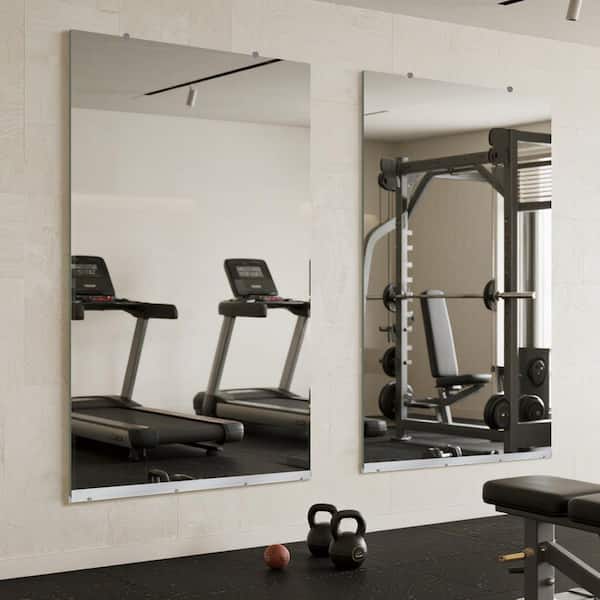 Clear 36 in. W x 72 in. H Oversized Shatterproof Rectangular Frameless Yoga Mirror Gym Mirror Floor Mirror