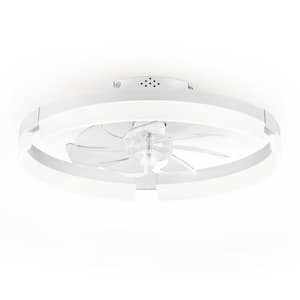 20 in. Indoor White Flush Mount Modern Intelligence Ceiling Fan with LED Light with Smart APP and Remote Control