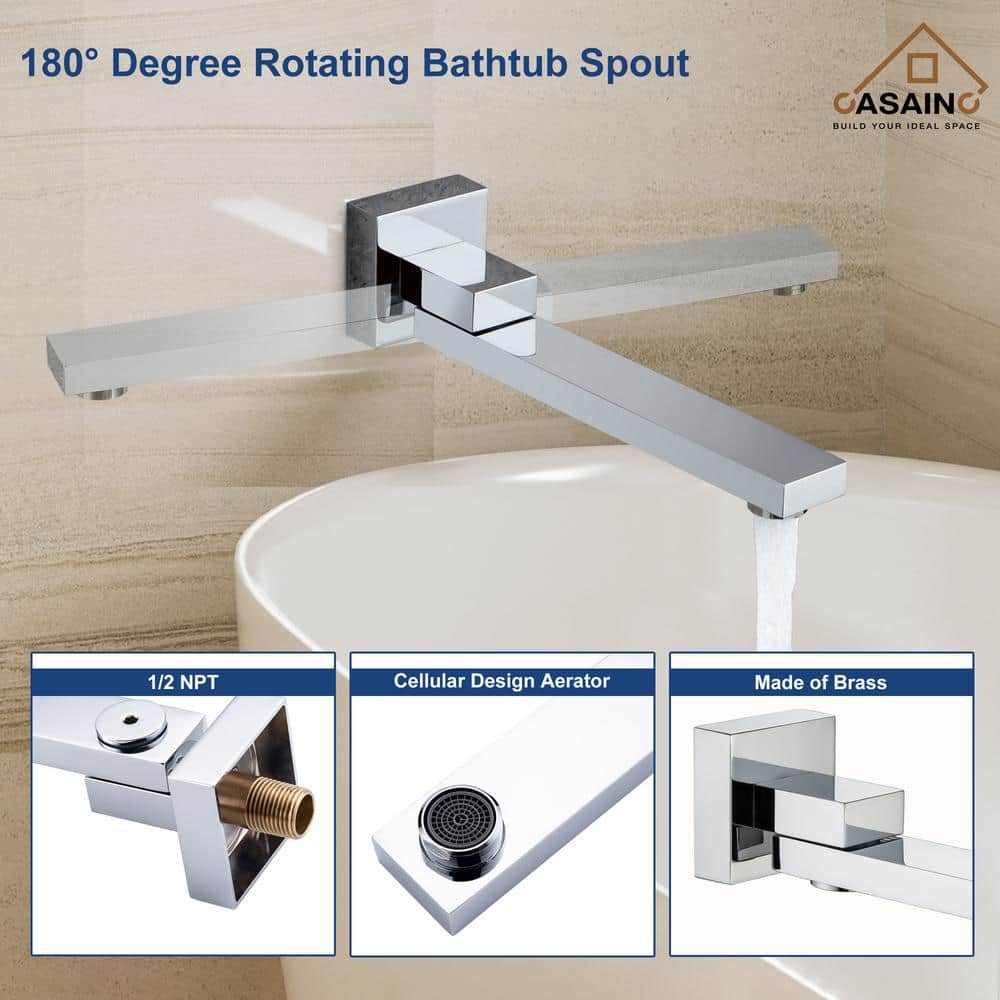 Chrome 10" Square Wall Mounted Rainfall Shower System with Handheld