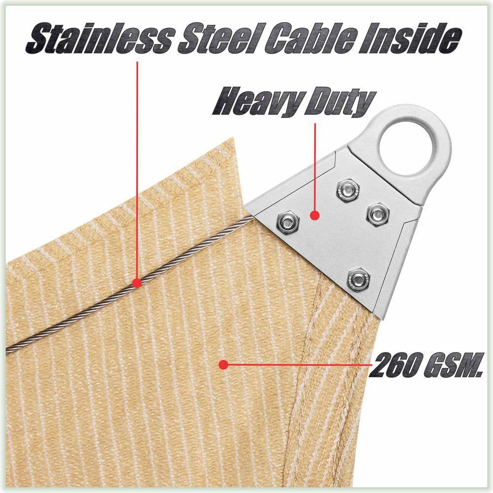 Brown Reinforced HDPE 8' x 12' Rectangle Shade Sail